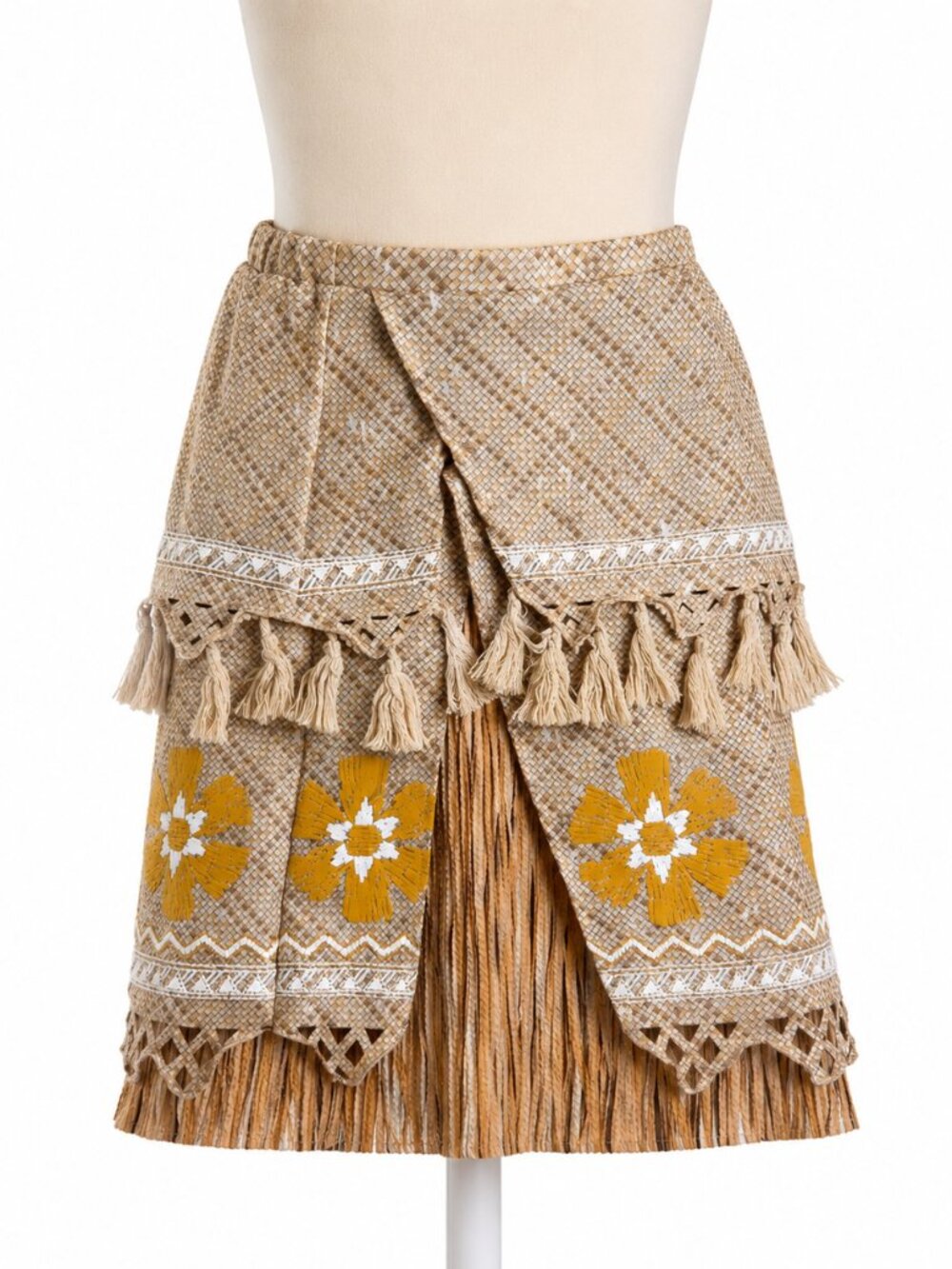 Disney Store Moana Costume Skirt Girls 5/6 Layered Tassel Lined Cotton